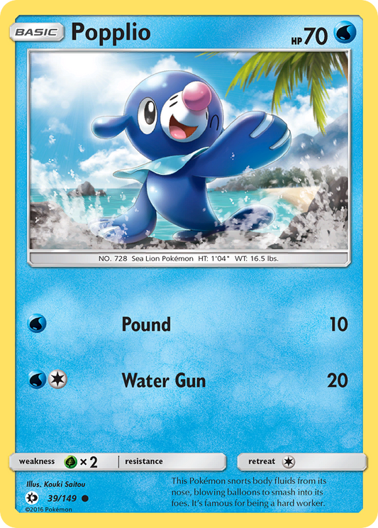 Popplio 39/149 Sun & Moon - Common Non-Holo Pokemon Card