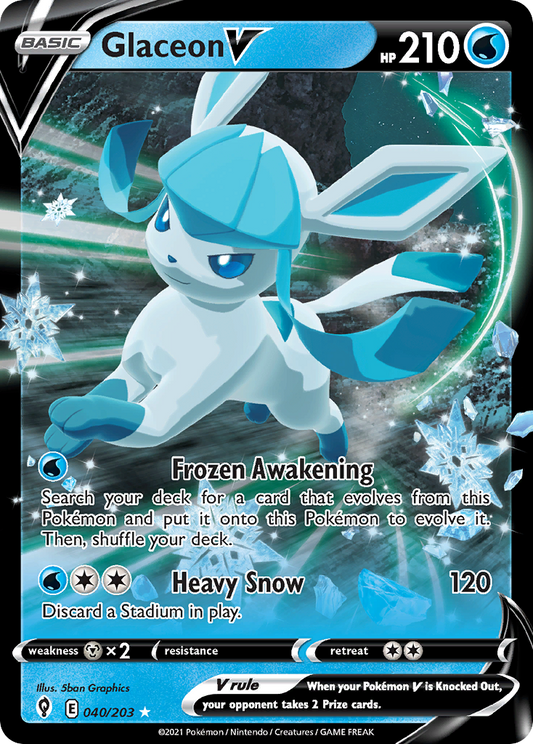 Glaceon V 040/203 Evolving Skies - Rare Holo V Holo Pokemon Card