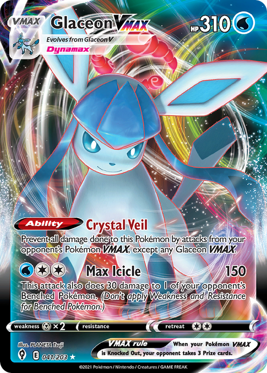 Glaceon VMAX 041/203 Evolving Skies - Rare Holo VMAX Holo Pokemon Card