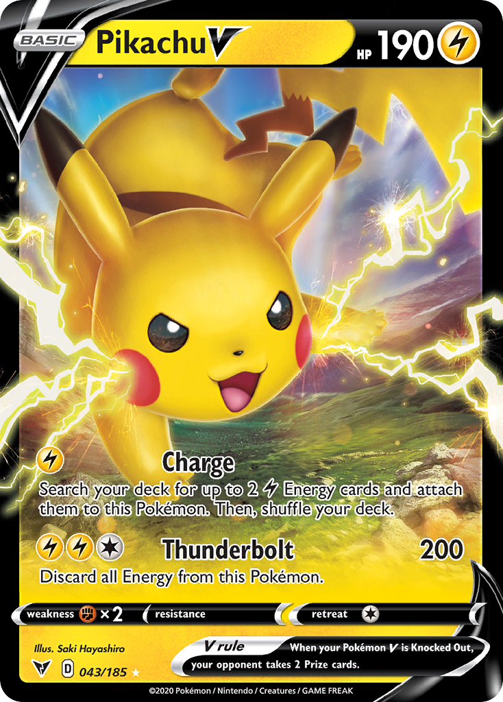 Pikachu V  043/185 Vivid Voltage - Rare Holo V Holo Pokemon Card