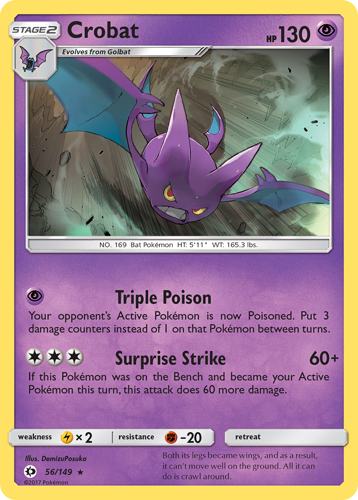 Crobat 56/149 Sun & Moon - Rare Holo Holo Pokemon Card