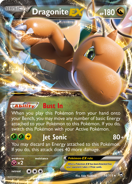 Dragonite EX 74/111 Furious Fists - Rare Holo EX Holo Pokemon Card