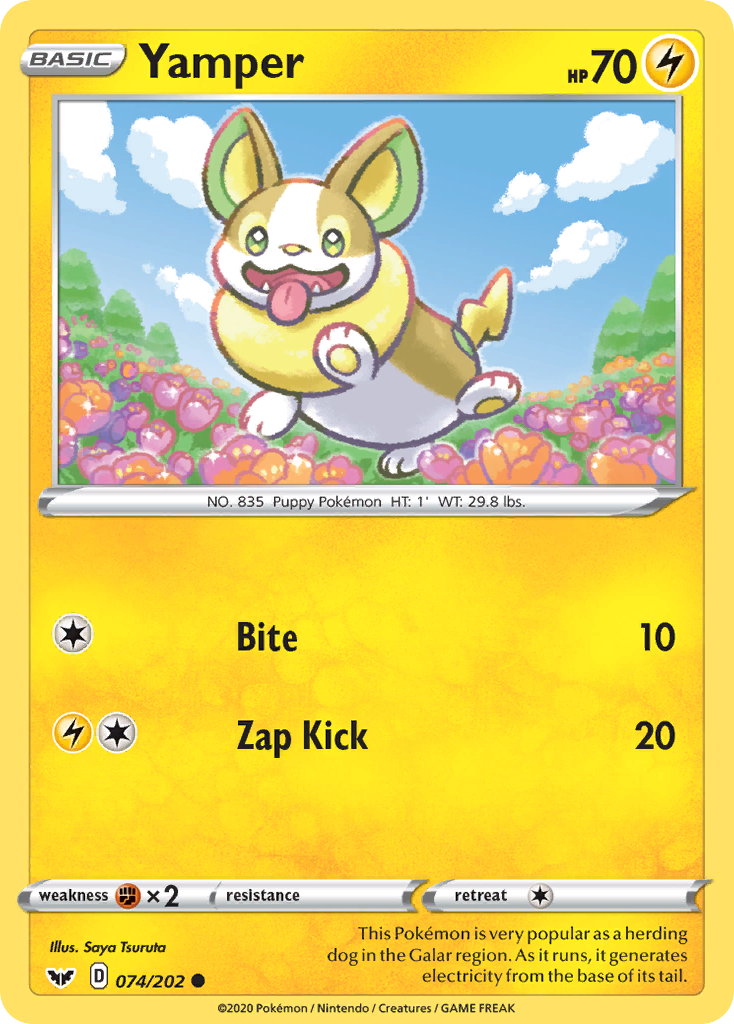 Yamper  074/202 Sword & Shield - Common Non-Holo Pokemon Card