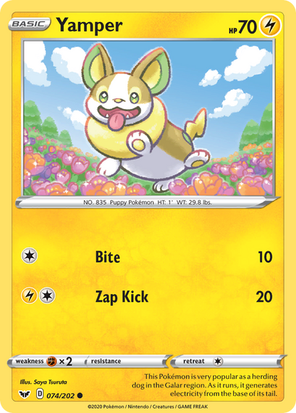 Yamper  074/202 Sword & Shield - Common Non-Holo Pokemon Card