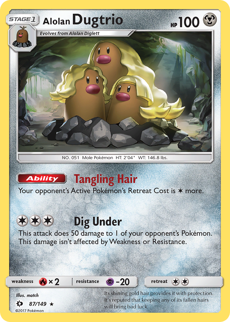 Alolan Dugtrio 87/149 Sun & Moon - Rare Holo Holo Pokemon Card