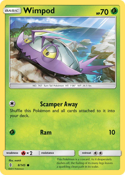 Wimpod 8/145 Guardians Rising - Common Non-Holo Pokemon Card