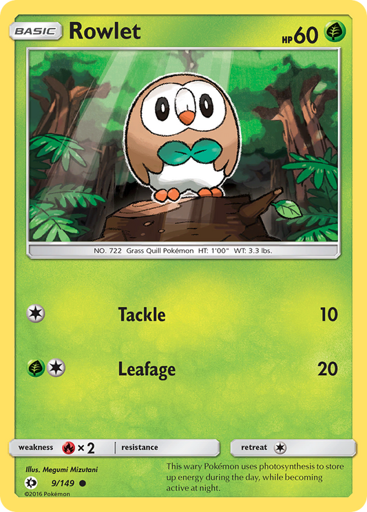 Rowlet 9/149 Sun & Moon - Common Non-Holo Pokemon Card