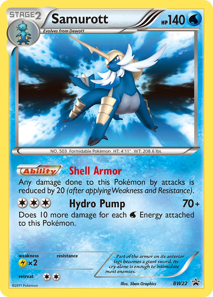 Samurott BW22 BW Black Star Promos - Promo Holo Pokemon Card