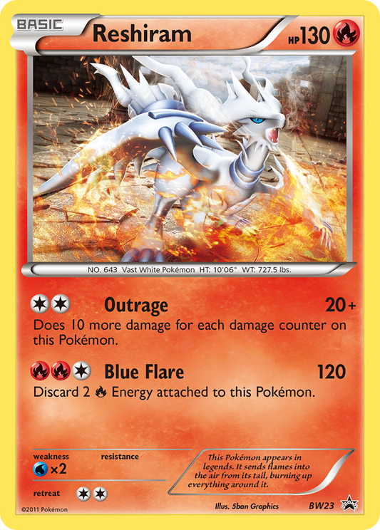 Reshiram BW23 BW Black Star Promos - Promo Holo Pokemon Card