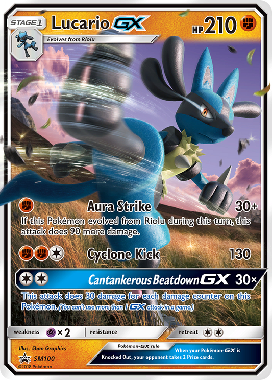 Lucario GX SM100 SM Black Star Promos - Promo Holo Pokemon Card