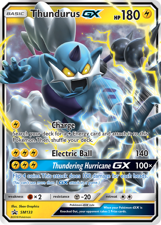 Thundurus GX SM133 SM Black Star Promos - Promo Holo Pokemon Card