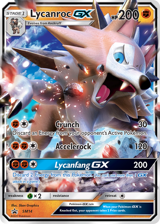 Lycanroc GX SM14 SM Black Star Promos - Promo Holo Pokemon Card