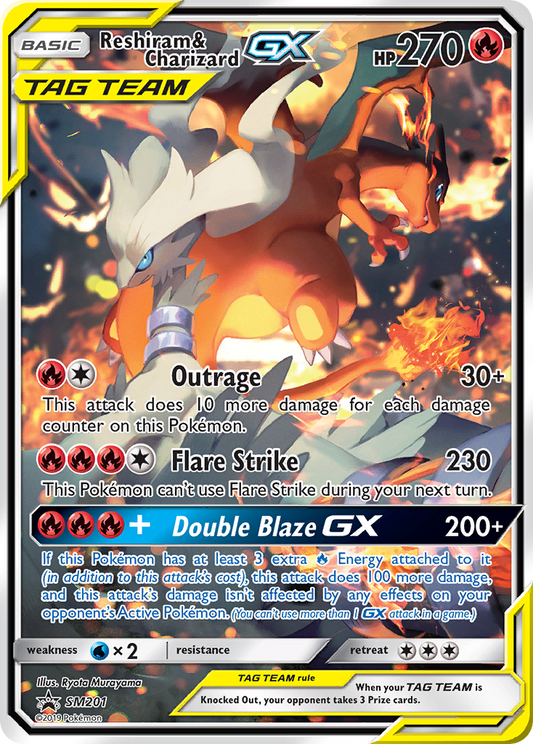 Reshiram & Charizard GX SM201 SM Black Star Promos - Promo Holo Pokemon Card