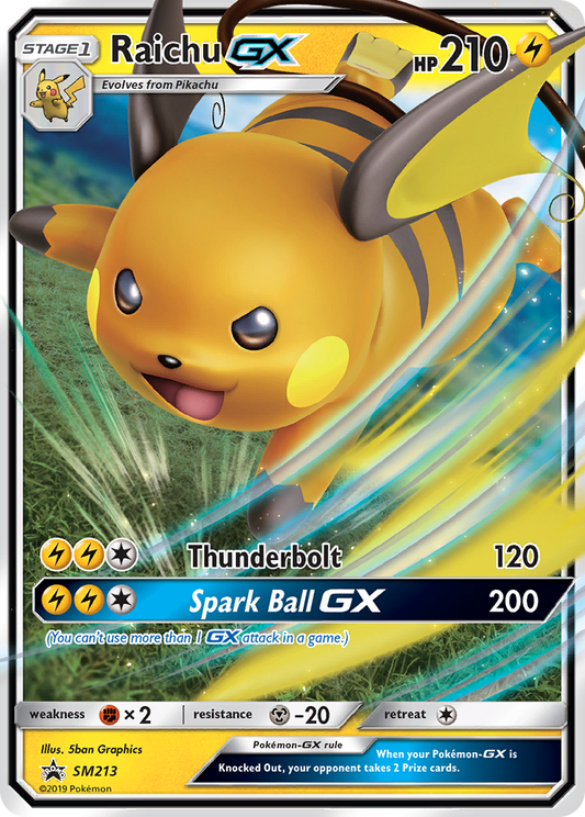 Raichu GX SM213 SM Black Star Promos - Promo Holo Pokemon Card