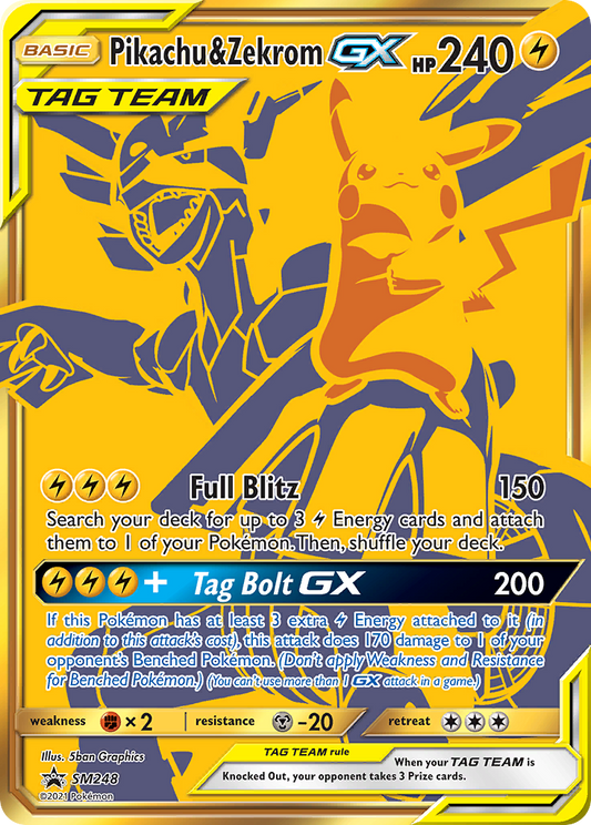 Pikachu & Zekrom-GX SM248 SM Black Star Promos - Promo Holo Pokemon Card