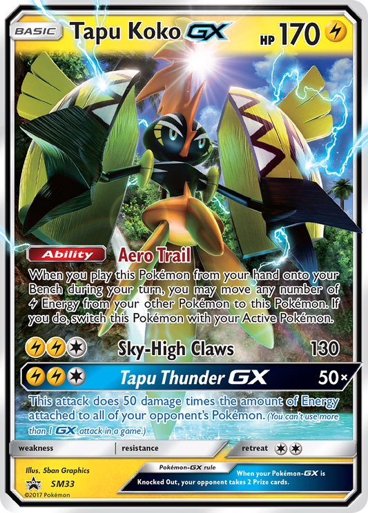 Tapu Koko GX SM33 SM Black Star Promos - Promo Holo Pokemon Card