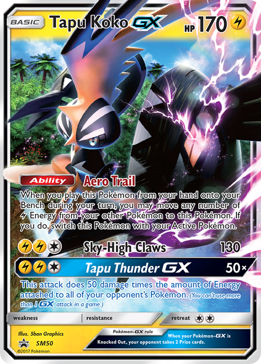 Tapu Koko GX SM50 SM Black Star Promos - Promo Holo Pokemon Card