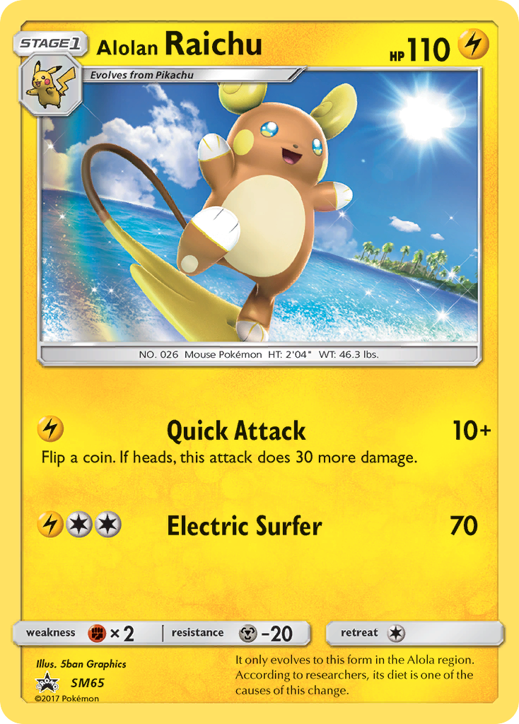 Alolan Raichu SM65 SM Black Star Promos - Promo Holo Pokemon Card