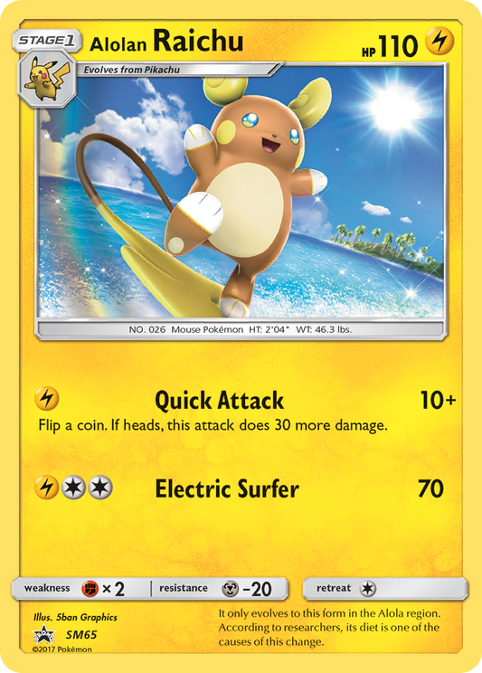 Alolan Raichu SM65 SM Black Star Promos - Promo Holo Pokemon Card