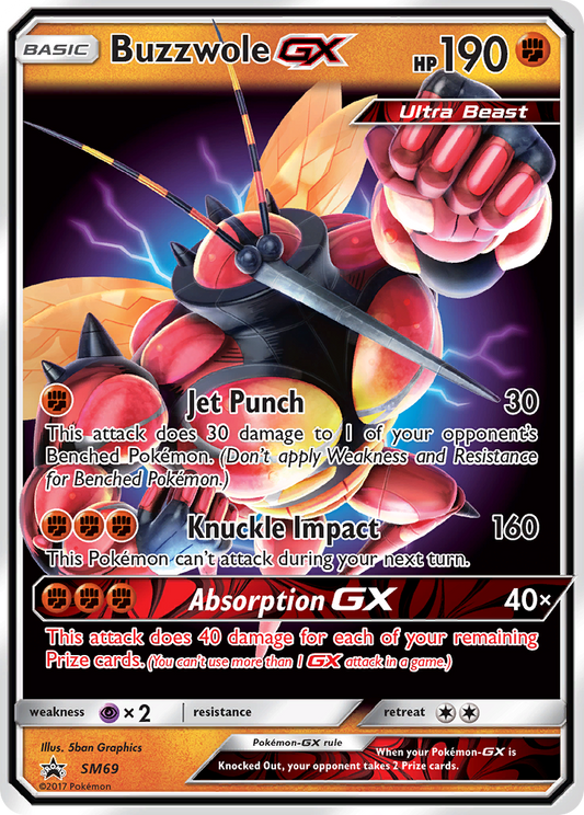 Buzzwole GX SM69 SM Black Star Promos - Promo Holo Pokemon Card