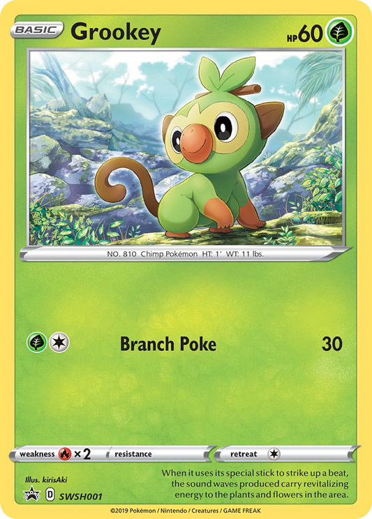 Grookey  SWSH001 Sword & Shield Black Star Promos - Promo Holo Pokemon Card