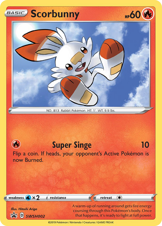 Scorbunny  SWSH002 Sword & Shield Black Star Promos - Promo Holo Pokemon Card