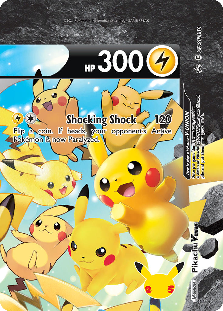 Pikachu V-UNION SWSH140 Sword & Shield Black Star Promos - Promo Holo Pokemon Card