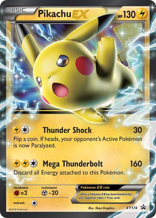 Pikachu EX XY174 XY Black Star Promos - Promo Holo Pokemon Card