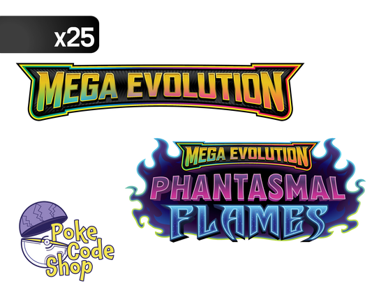 25x Booster Mix - Mega Evolution sets only - Pokemon Live Online Codes